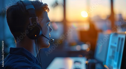Person Wearing Headphones and Looking at Computer Screen