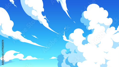 スピード感のある空の背景イラスト_16:9