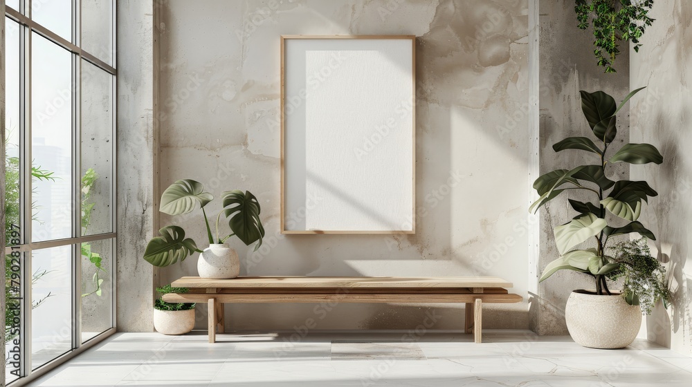 Modern Interior Design Mockup with Spacious Room and Natural Light, Copy Space Modern Interior Design Mockup with Spacious Room and Natural Light, Copy Space