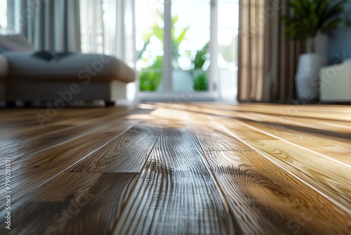 wooden floor with living room, in the style of closeup intensity, natural fibers, 32k uhd, clear edge definition, highly detailed, cinematic. photo