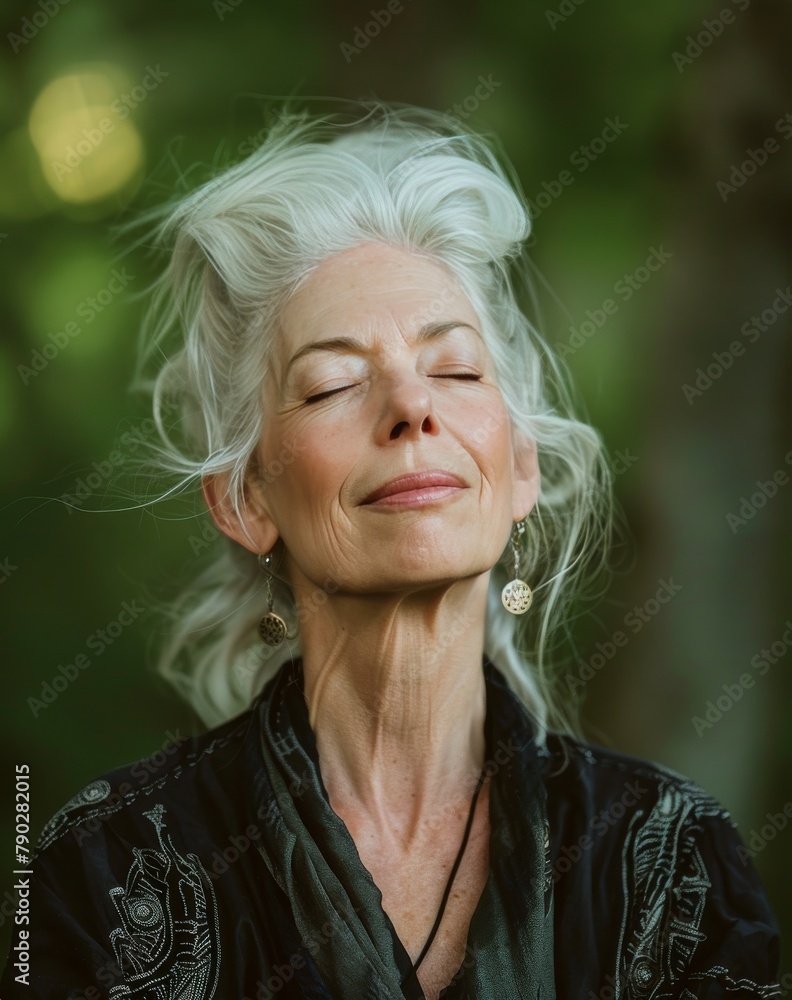 Older Woman With White Hair and Earrings Older Woman With White Hair and Earrings