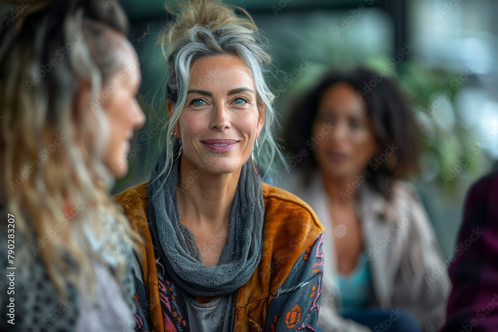 An image of a support group for women entrepreneurs, sharing business experiences and strategies for An image of a support group for women entrepreneurs, sharing business experiences and strategies for