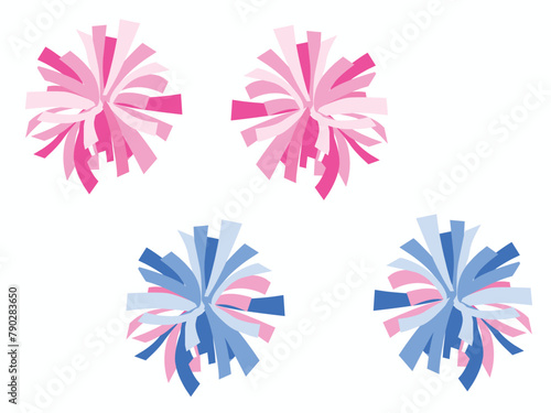 Set of multicolored pom-poms vector.