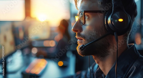 Person Wearing Headphones and Looking at Computer Screen