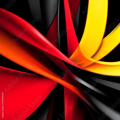 Eine rot-gelb-schwarze Komposition. Glatte Linien, Minimalismus. Abstrakter Hintergrund 2. photo