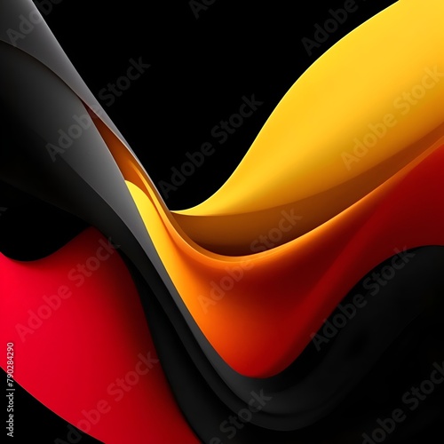 Eine rot-gelb-schwarze Komposition. Glatte Linien, Minimalismus. Abstrakter Hintergrund 4. photo