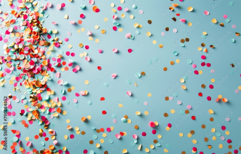 Colorful Confetti on a Blue Background Colorful Confetti on a Blue Background