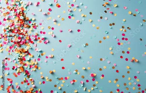 Colorful Confetti on a Blue Background