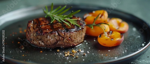 Meat and Tomato on Plate