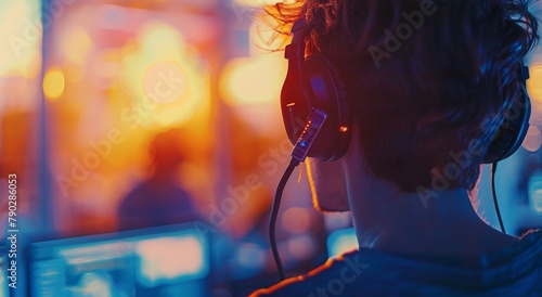 Person Wearing Headphones and Looking at Computer Screen