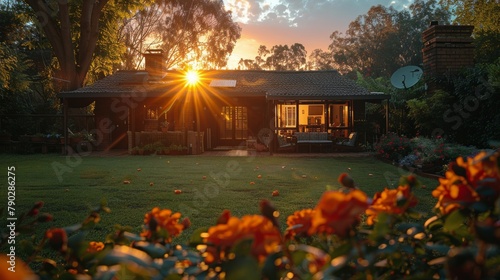 Sun Setting in Backyard