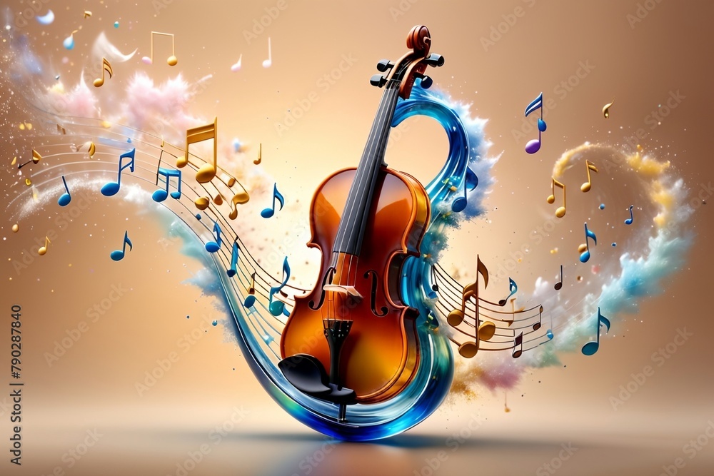 Fototapeta premium colorful background with musical notes, abstract music background