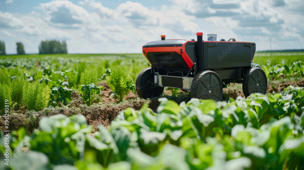 AI-driven machine harvest crops. High-Tech harvesting in action AI-driven machine harvest crops. High-Tech harvesting in action