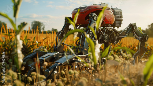 AI-driven machine harvest crops. High-Tech harvesting in action