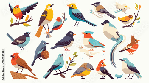 Birds outline thin line illustration icons. Bird se