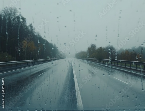 Rainy Day Drive  Highway Scene in Texas