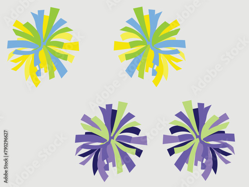 Set of multicolored pom-poms vector.