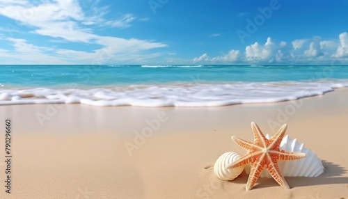 View of the beach waves is truly amazing and creates wisps of white foam on the shoreline, with stunning vibrant reflections of sunlight, sea creatures, shells, starfish and turtles walk on the beach 