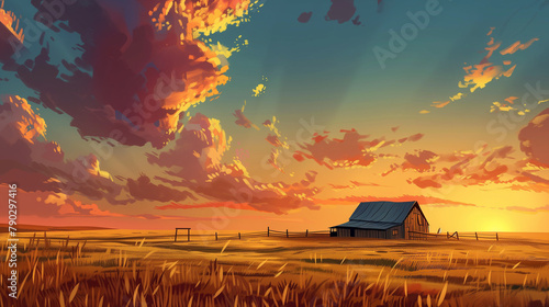 Prairie Sunset Serenade cartoon photo