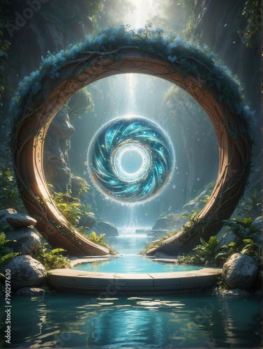 A magical fantasy water portal to a parallel world