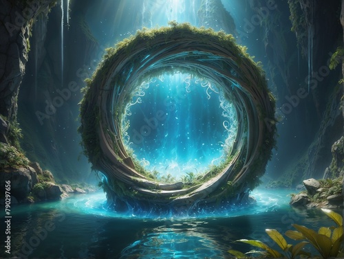 A magical fantasy water portal to a parallel world