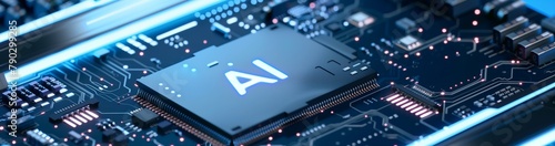 The details of the AI processor on the chip demonstrate its complex structure and high degree of integration of electronic components.