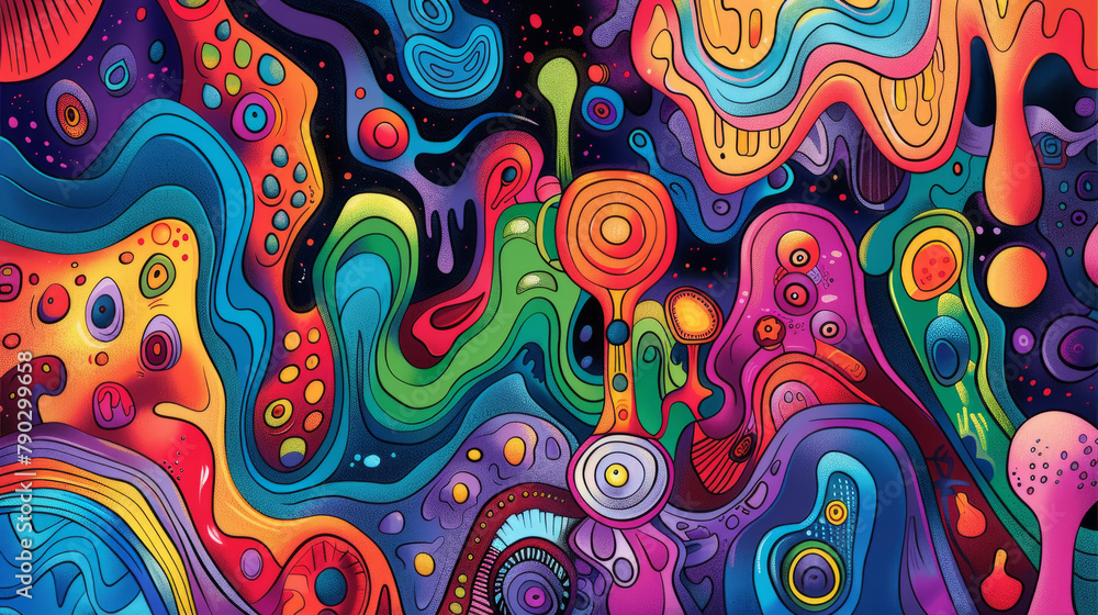Hand drawn groovy psychedelic background. Abstract wavy swirly pattern Hand drawn groovy psychedelic background. Abstract wavy swirly pattern