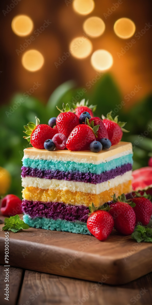 Delicious chocolate dessert with fruits. cake day. Birthday cake for mom on Valentine's Day, Delicious chocolate dessert with fruits. cake day. Birthday cake for mom on Valentine's Day,