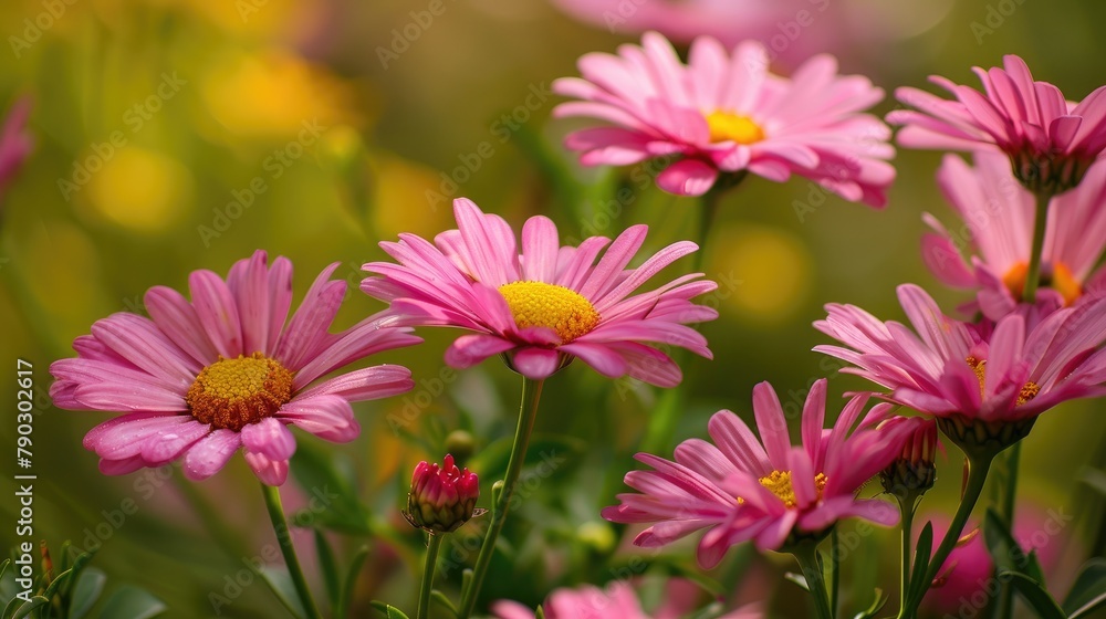 Pink Daisy Flowers in the Warmth of Spring Pink Daisy Flowers in the Warmth of Spring