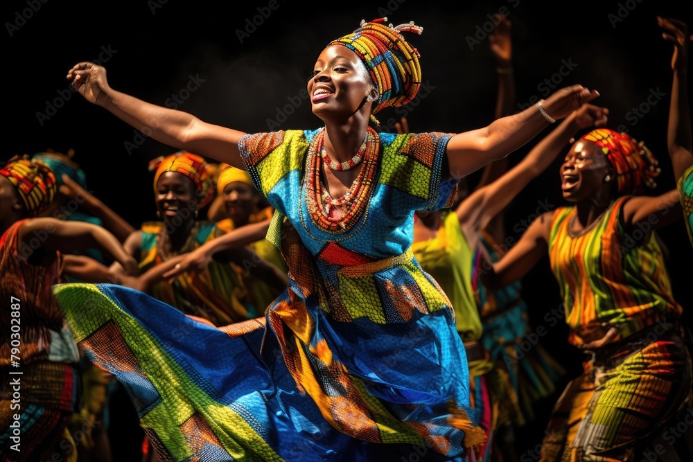 Fototapeta premium African traditional women dancing with vibrant cloth