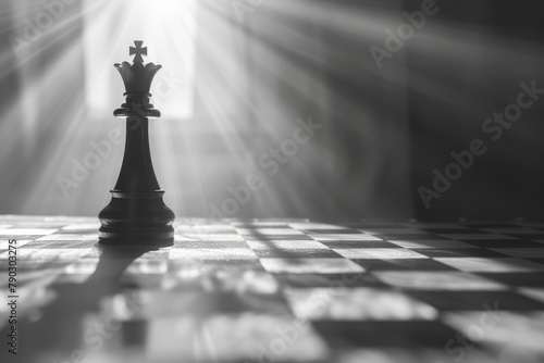Chess King Piece in Sunlight with Shadow