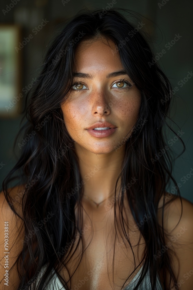 A professional photo of an extremely beautiful Mexican woman with long black hair A professional photo of an extremely beautiful Mexican woman with long black hair
