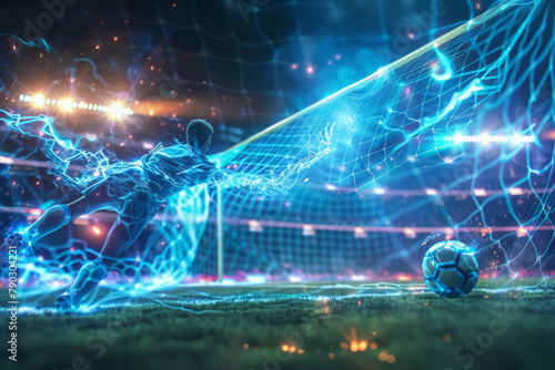 Futuristic Soccer Match with Digital Players