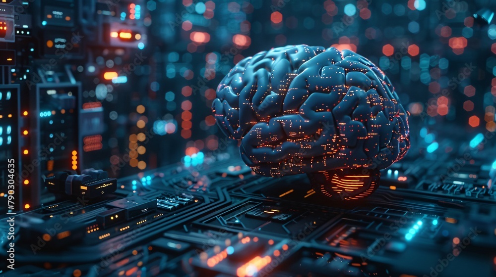 concept of artificial intelligence chip with brain concept of artificial intelligence chip with brain