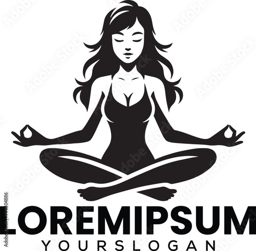 Girl meditating Vector Art Illustration