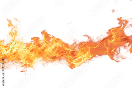 Dancing Flames  A Fiery Close-Up on White. On Transparent Background.