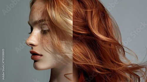 Hair. Advertising Portrait Before and After. Hairdo, Hair Maintenance, Damaged Hair Care.