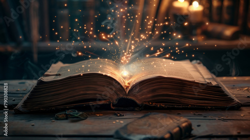 Magical Book with Shimmering Lights