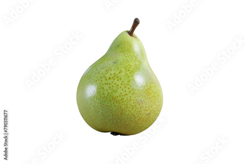 Verdant Serenity: A Luscious Green Pear Against a White Canvas. On Transparent Background.