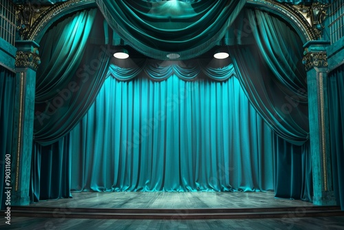 Stage teal and, gray and blue