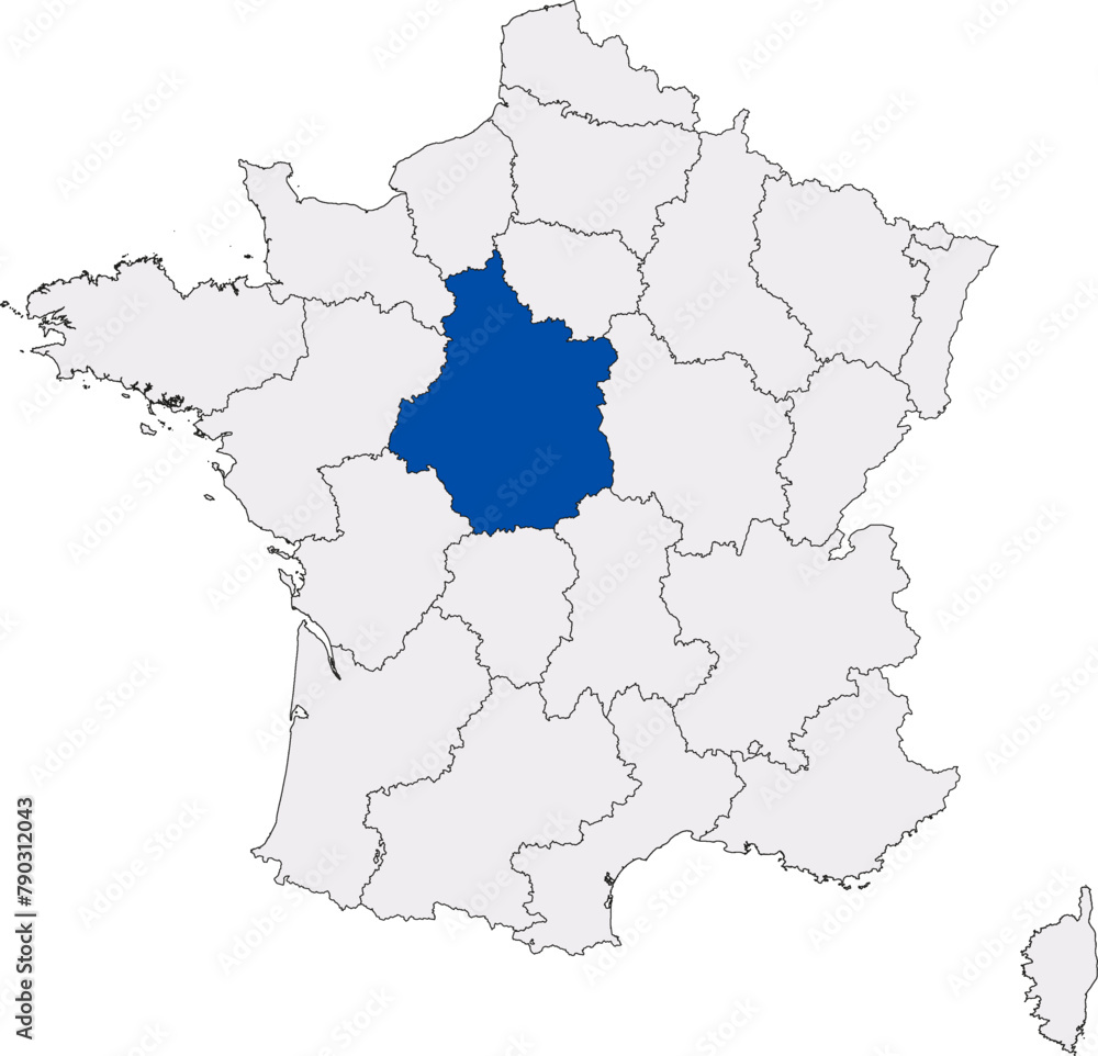 geographical diagram of the administrative regions of France