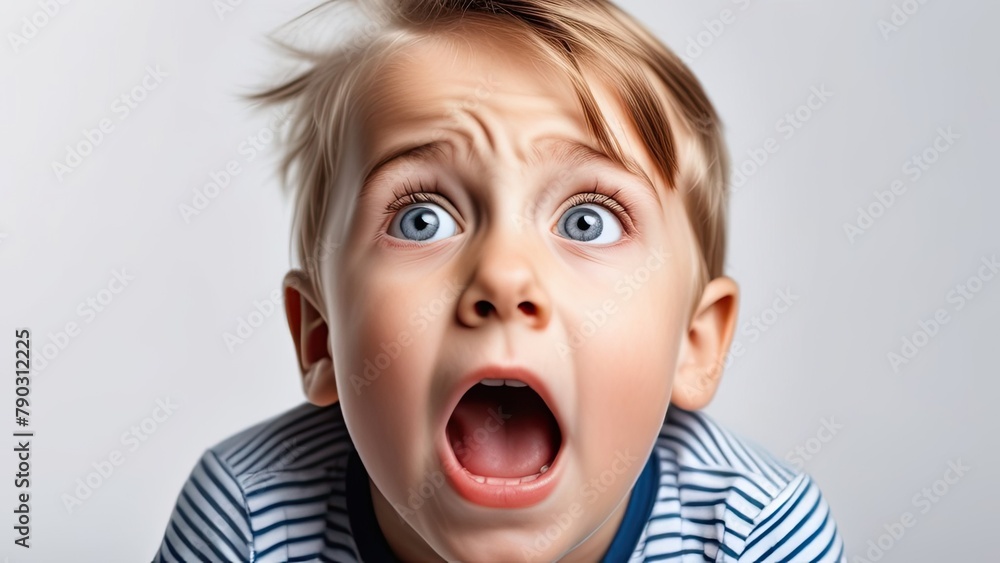 The face of a frightened child, the expression of emotions The face of a frightened child, the expression of emotions