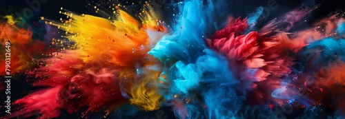 Burst of Colored Powder on Black Background