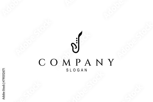 Simple saxophone music instrument logo concept