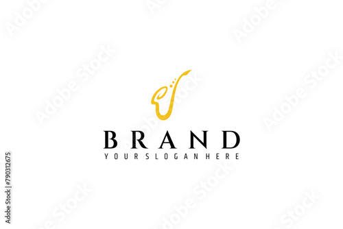 Minimalist saxophone logo concept in yellow color