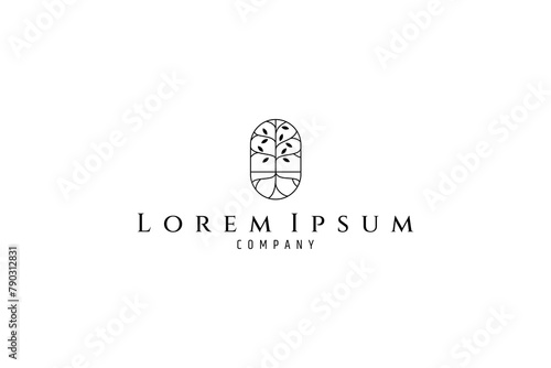 Tree branch logo with leaves