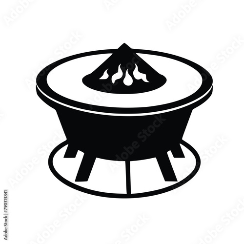 black vector of fire pit, vector, fire pit, black fire pit, white background, 