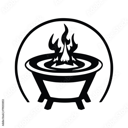 black vector of fire pit, vector, fire pit, black fire pit, white background, 