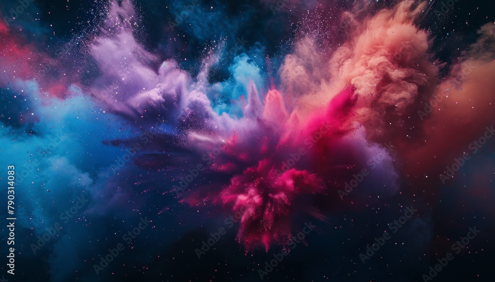 Fototapeta premium Vibrant Colored Powder Explosion in Darkness