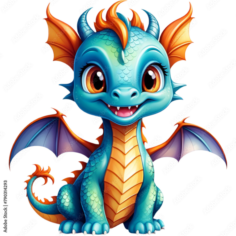 Fototapeta premium Cute baby dragon cartoon